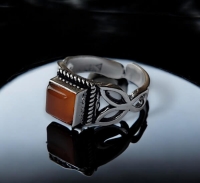 Verzilverde ring met Onyx Elza