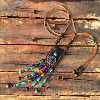 Leren Boho ketting met kralen Rica