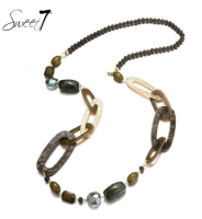 Lange schakel- en kralenketting Ivara