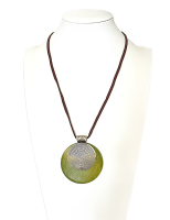 Ketting met houten hanger en metalen spiraal Zara