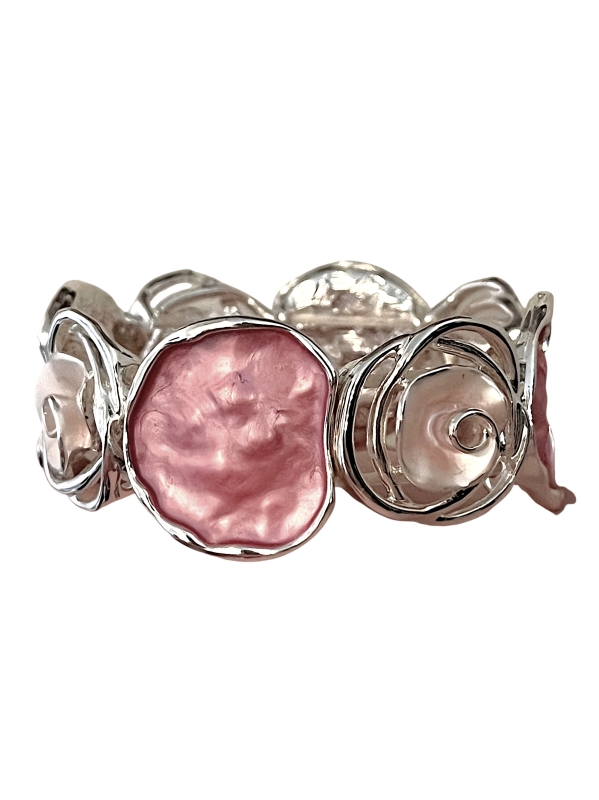 Metalen armband met roze bloemen Camille Metalen armband met roze bloemen Camille